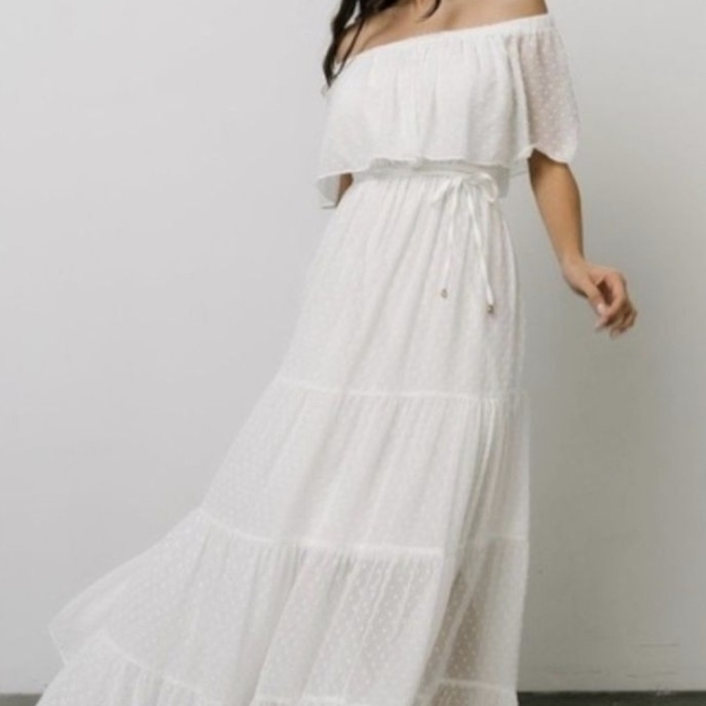 Baltic Born Off-Shoulder White Maxi Dress